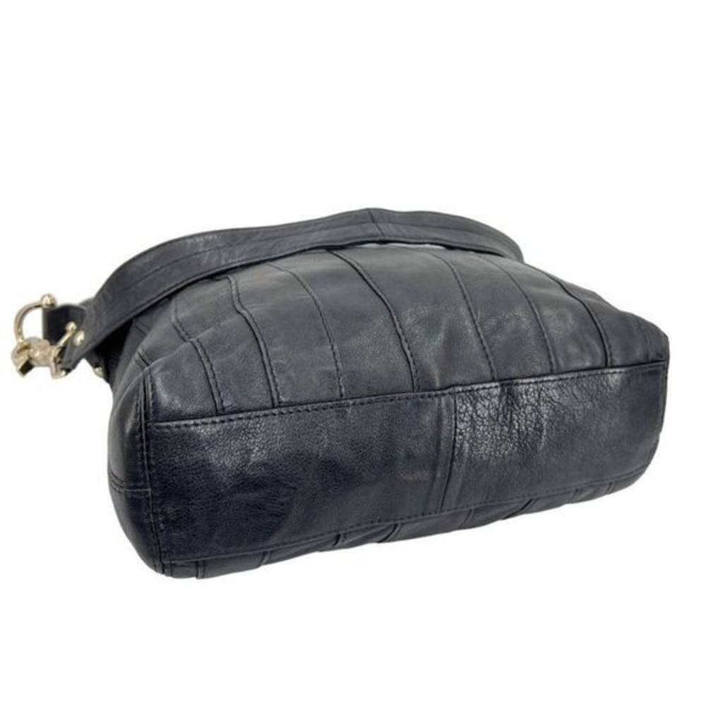 Junior Drake Black Italian Leather Gold Link Chain Slouchy Hobo Shoulder Bag - Picture 8 of 10